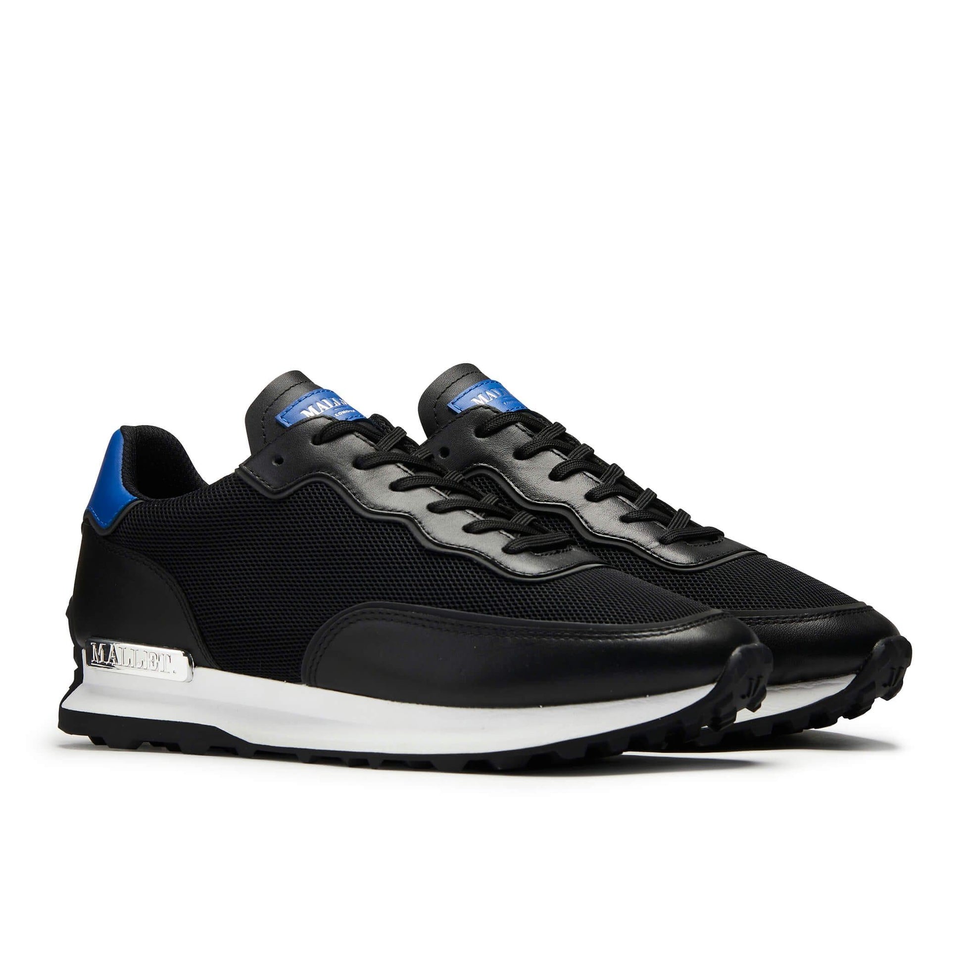 Black-Blue - Back - Mallet Mens Caledonian Suede Trainers