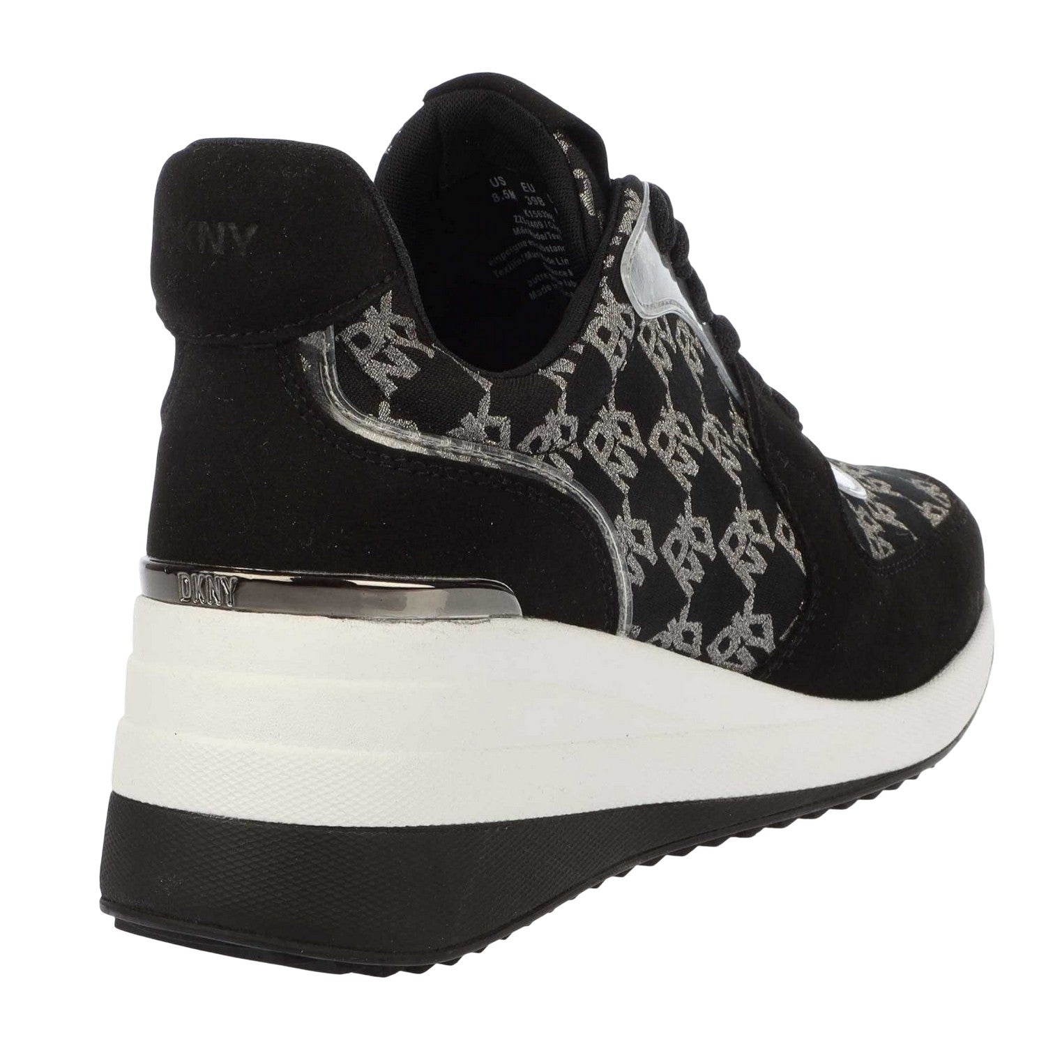 Black - Pack Shot - DKNY Womens-Ladies Kamay Leather Wedge Trainers