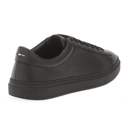 Black - Back - Boss Mens Kieran Leather Tennis Trainers