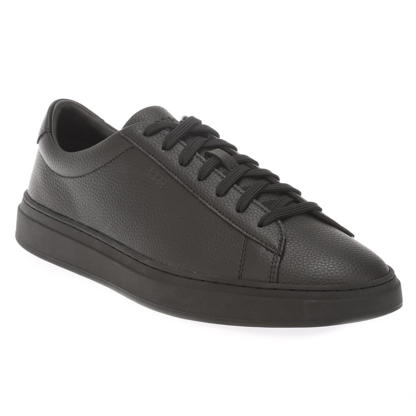Black - Front - Boss Mens Kieran Leather Tennis Trainers