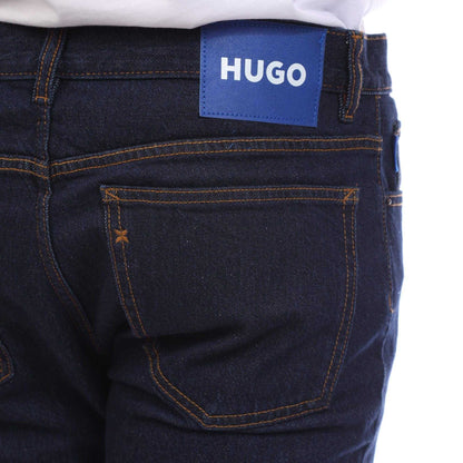 Dark Blue - Side - Hugo Mens Ash Slim Jeans