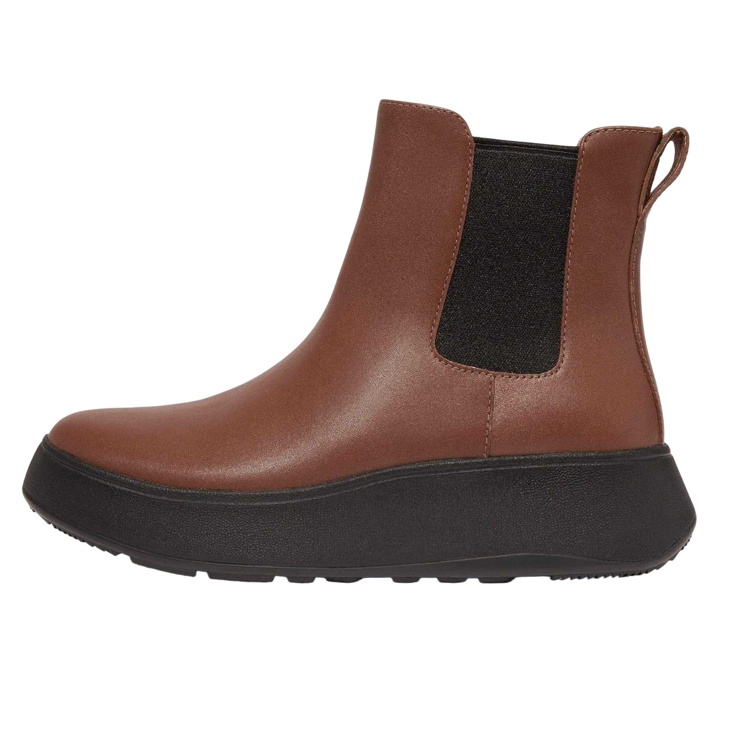 Brown - Side - Fit Flop Womens-Ladies F-Mode Leather Flatform Chelsea Boots