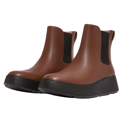 Brown - Lifestyle - Fit Flop Womens-Ladies F-Mode Leather Flatform Chelsea Boots