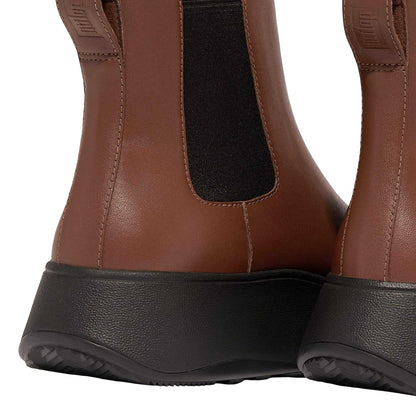 Brown - Pack Shot - Fit Flop Womens-Ladies F-Mode Leather Flatform Chelsea Boots