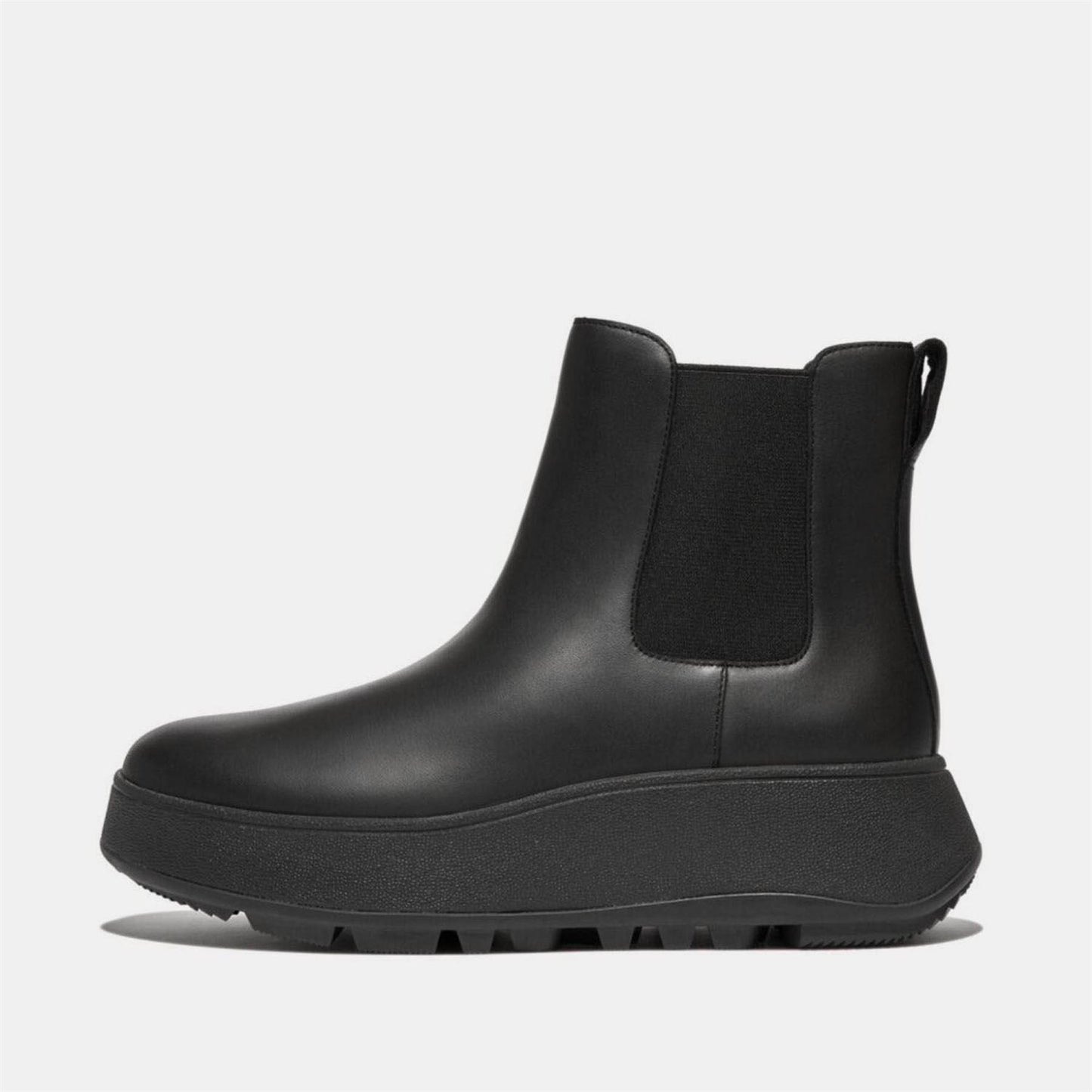 Black - Front - Fit Flop Womens-Ladies F-Mode Leather Flatform Chelsea Boots