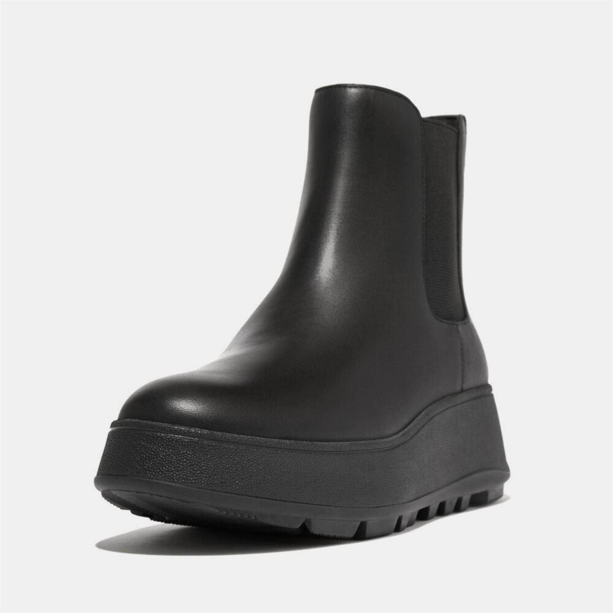 Black - Back - Fit Flop Womens-Ladies F-Mode Leather Flatform Chelsea Boots