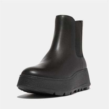 Black - Back - Fit Flop Womens-Ladies F-Mode Leather Flatform Chelsea Boots