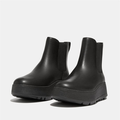 Black - Lifestyle - Fit Flop Womens-Ladies F-Mode Leather Flatform Chelsea Boots