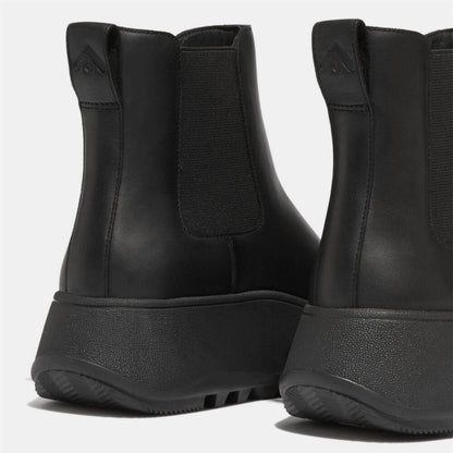 Black - Pack Shot - Fit Flop Womens-Ladies F-Mode Leather Flatform Chelsea Boots