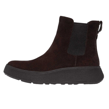 Brown - Side - Fit Flop Womens-Ladies F-Mode Suede Flatform Chelsea Boots