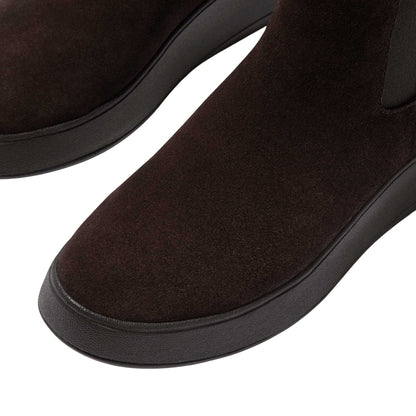 Brown - Pack Shot - Fit Flop Womens-Ladies F-Mode Suede Flatform Chelsea Boots