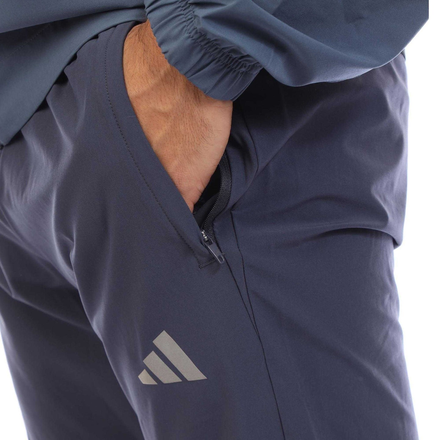 Navy - Side - Adidas Mens Climacool Woven Tracksuit Bottoms