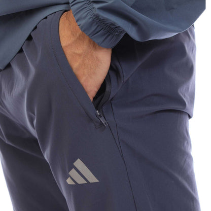 Navy - Side - Adidas Mens Climacool Woven Tracksuit Bottoms