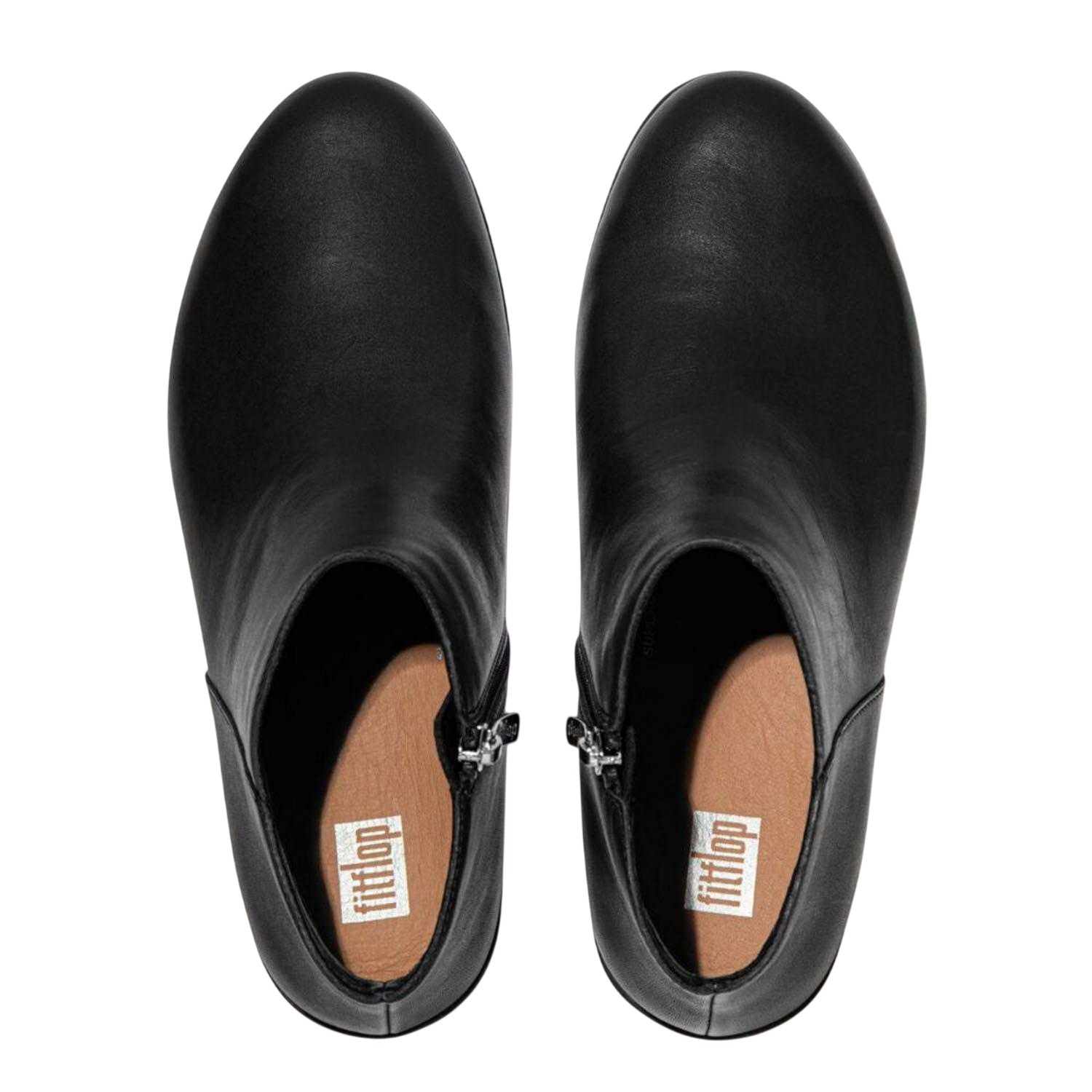 Black - Pack Shot - Fit Flop Womens-Ladies Sumi Leather Ankle Boots