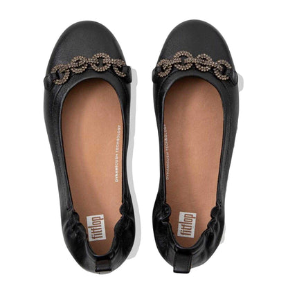Black - Side - Fit Flop Womens-Ladies Allegro Sparkle Ballerina Flats