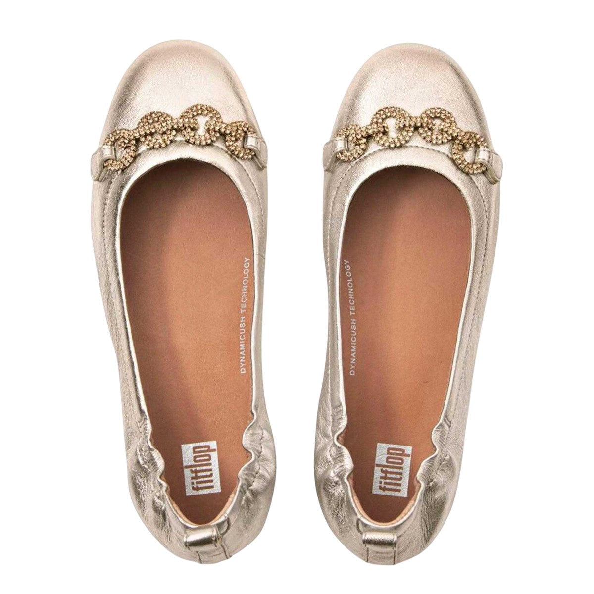Gold - Side - Fit Flop Womens-Ladies Allegro Sparkle Ballerina Flats