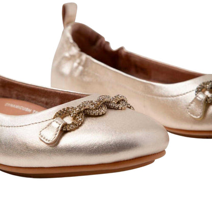 Gold - Lifestyle - Fit Flop Womens-Ladies Allegro Sparkle Ballerina Flats
