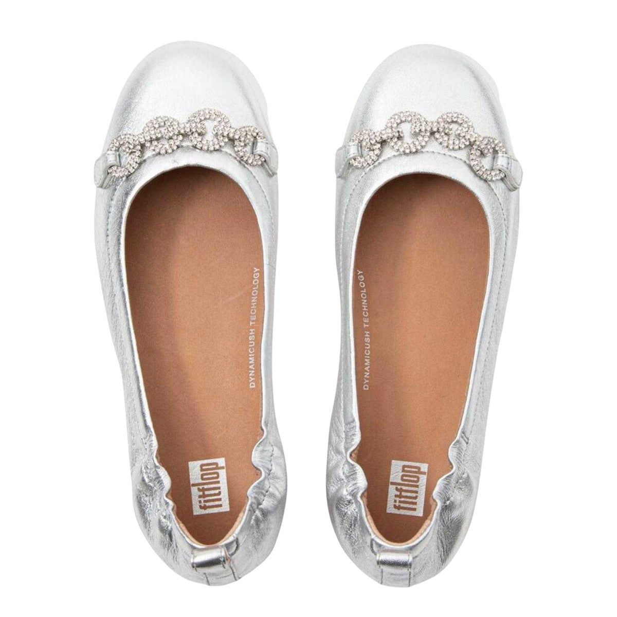 Silver - Back - Fit Flop Womens-Ladies Allegro Sparkle Ballerina Flats