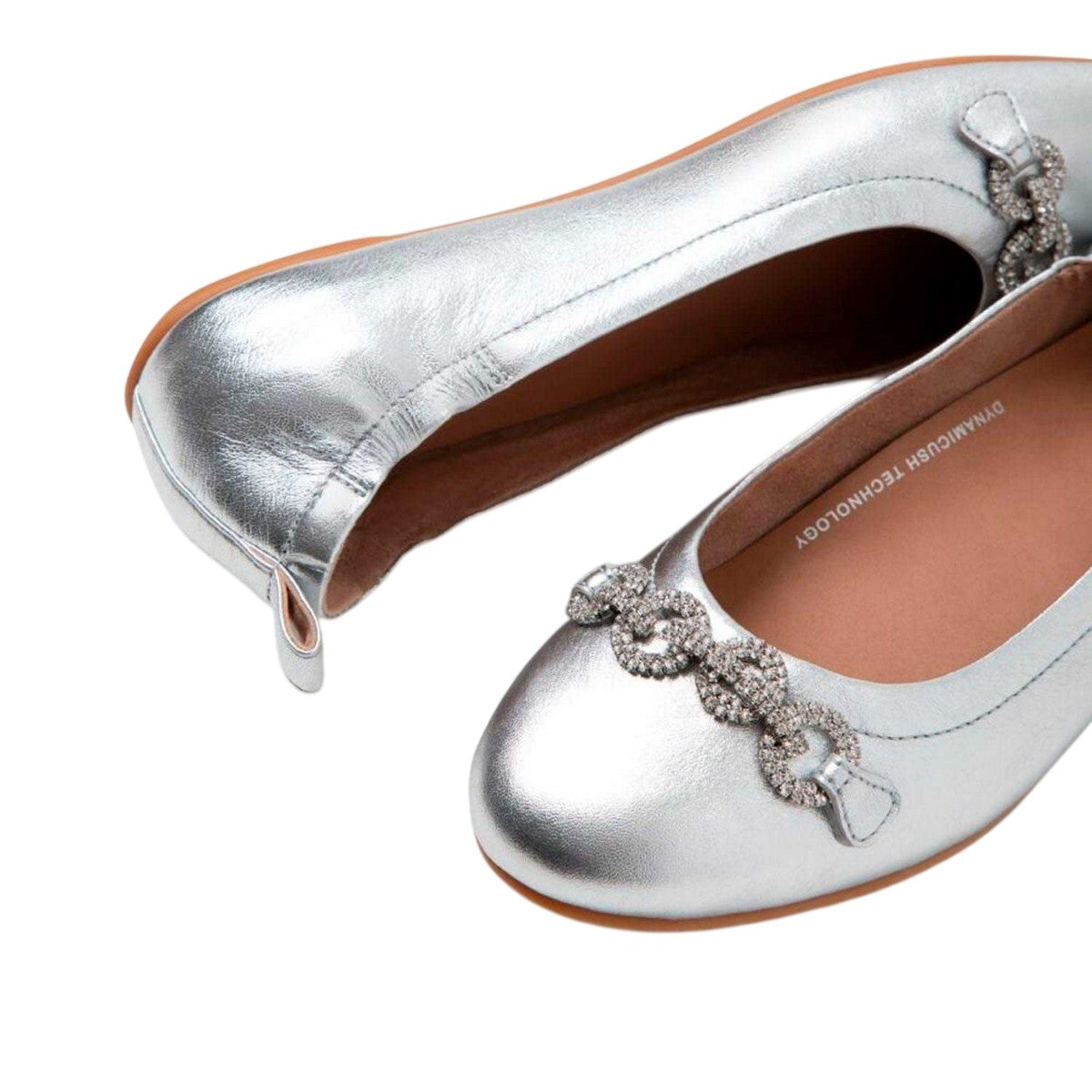 Silver - Side - Fit Flop Womens-Ladies Allegro Sparkle Ballerina Flats