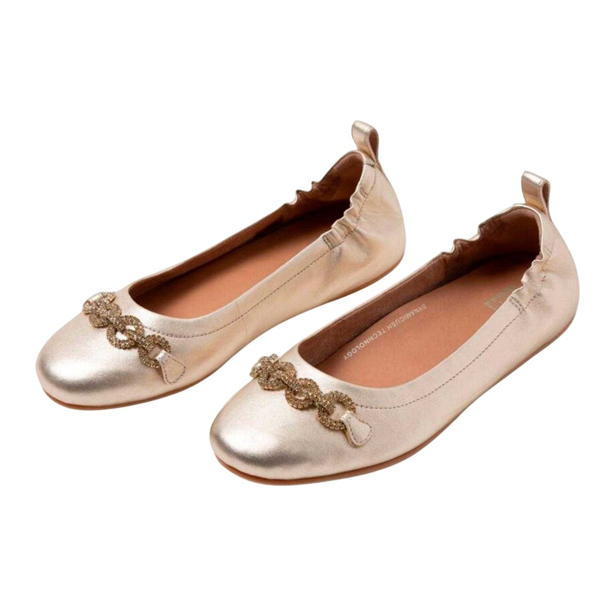 Gold - Front - Fit Flop Womens-Ladies Allegro Sparkle Ballerina Flats