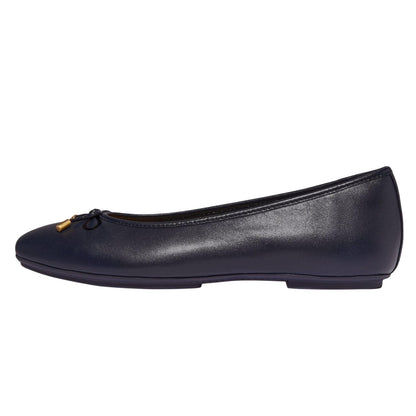 Navy - Side - Fit Flop Womens-Ladies Delicato Bow Leather Slippers