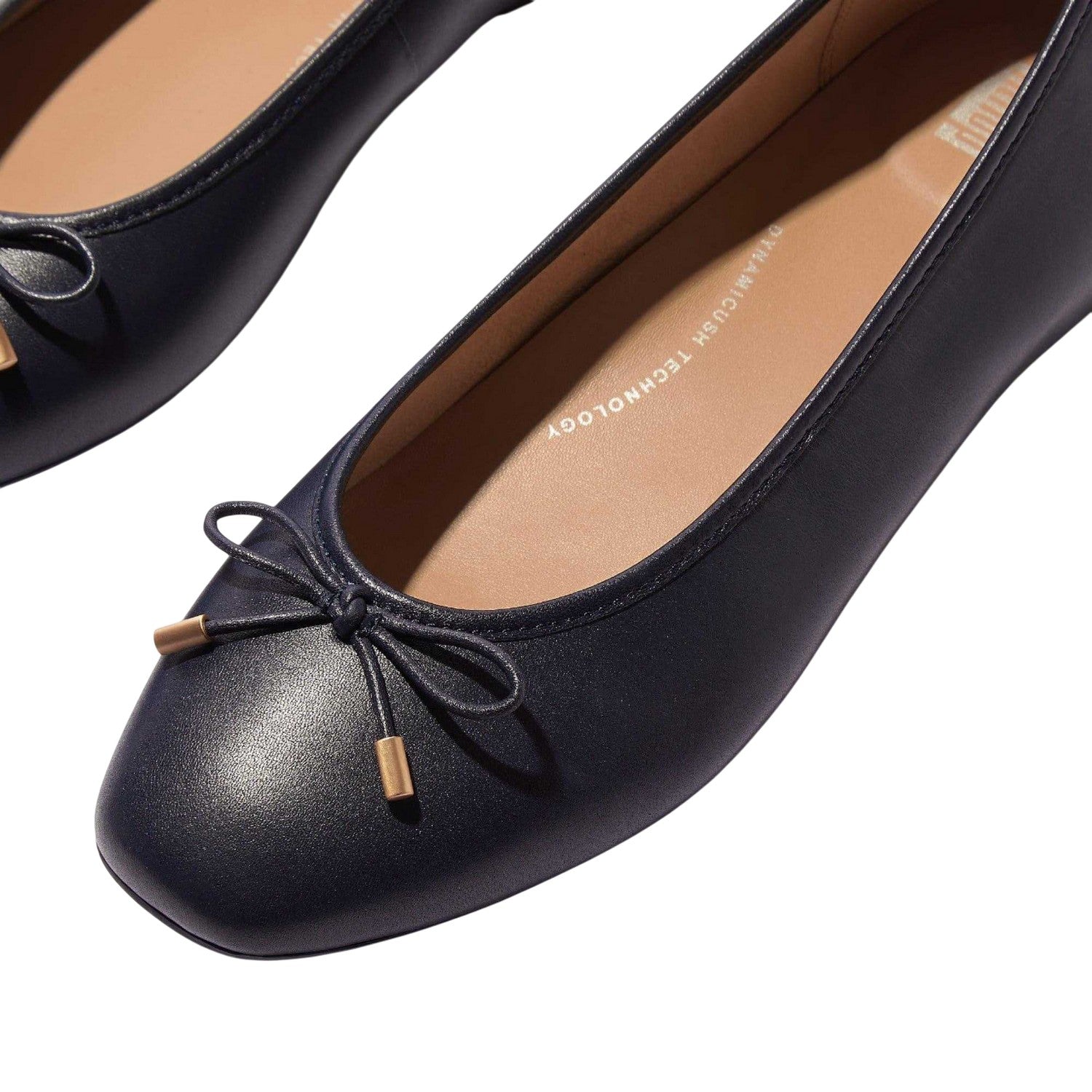 Navy - Pack Shot - Fit Flop Womens-Ladies Delicato Bow Leather Slippers