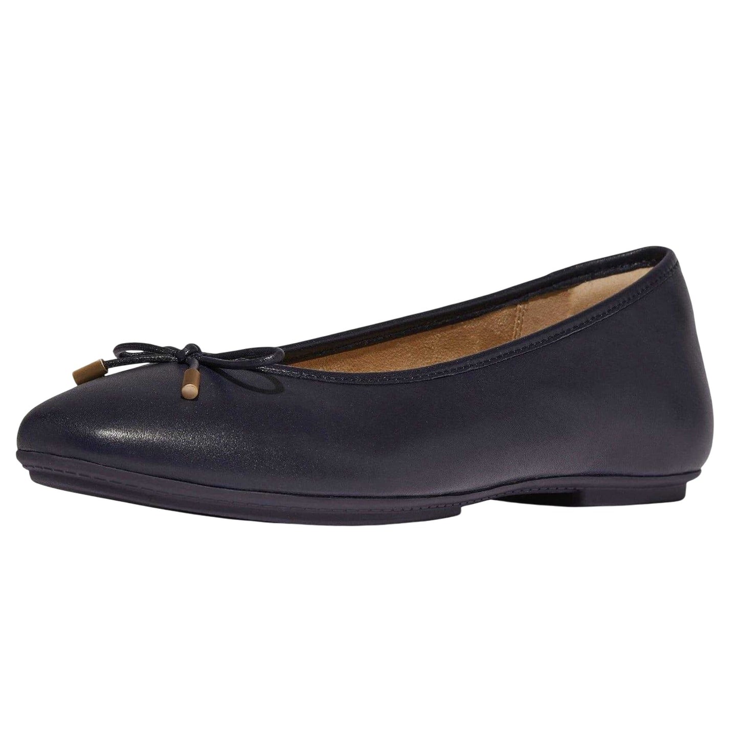 Navy - Front - Fit Flop Womens-Ladies Delicato Bow Leather Slippers