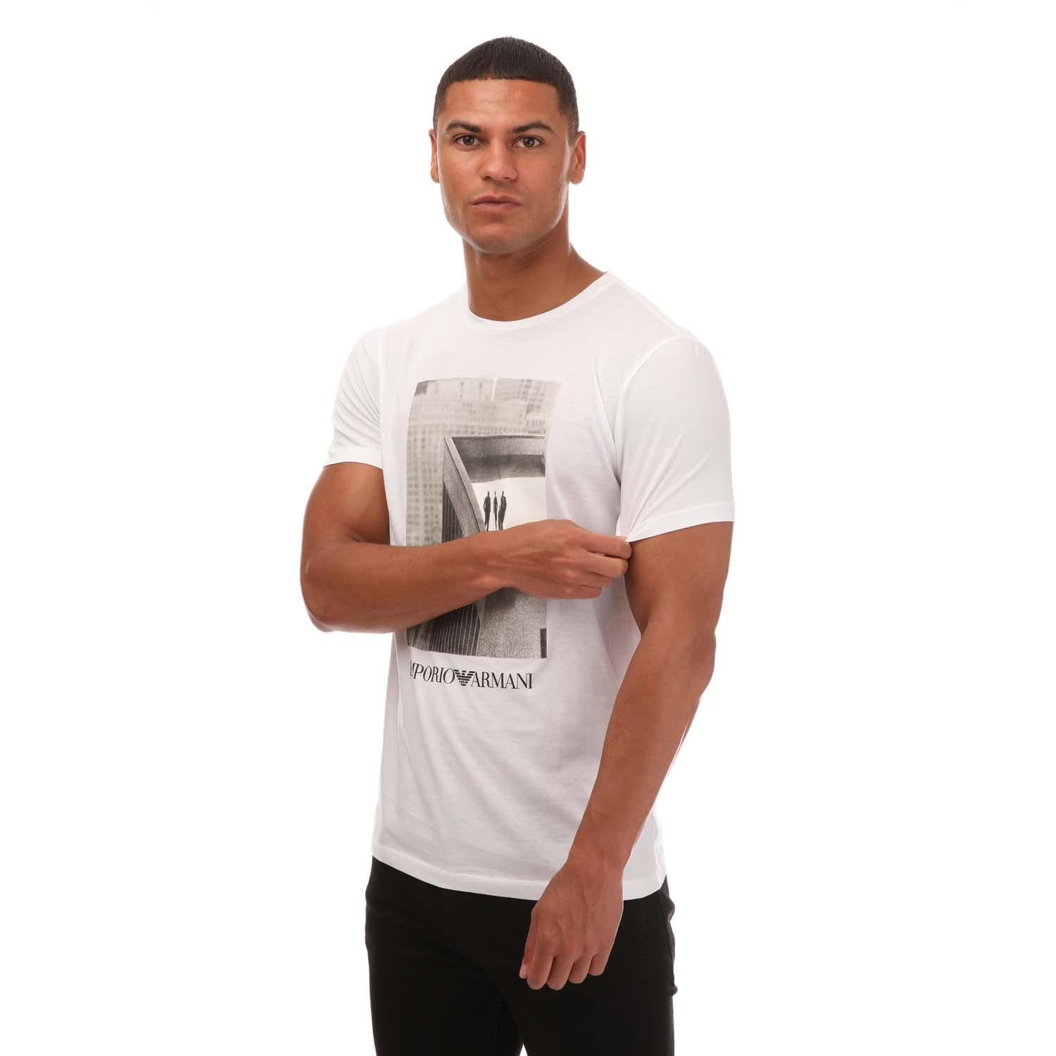 White - Back - Emporio Armani Mens Crew Neck T-Shirt