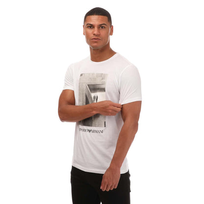 White - Back - Emporio Armani Mens Crew Neck T-Shirt