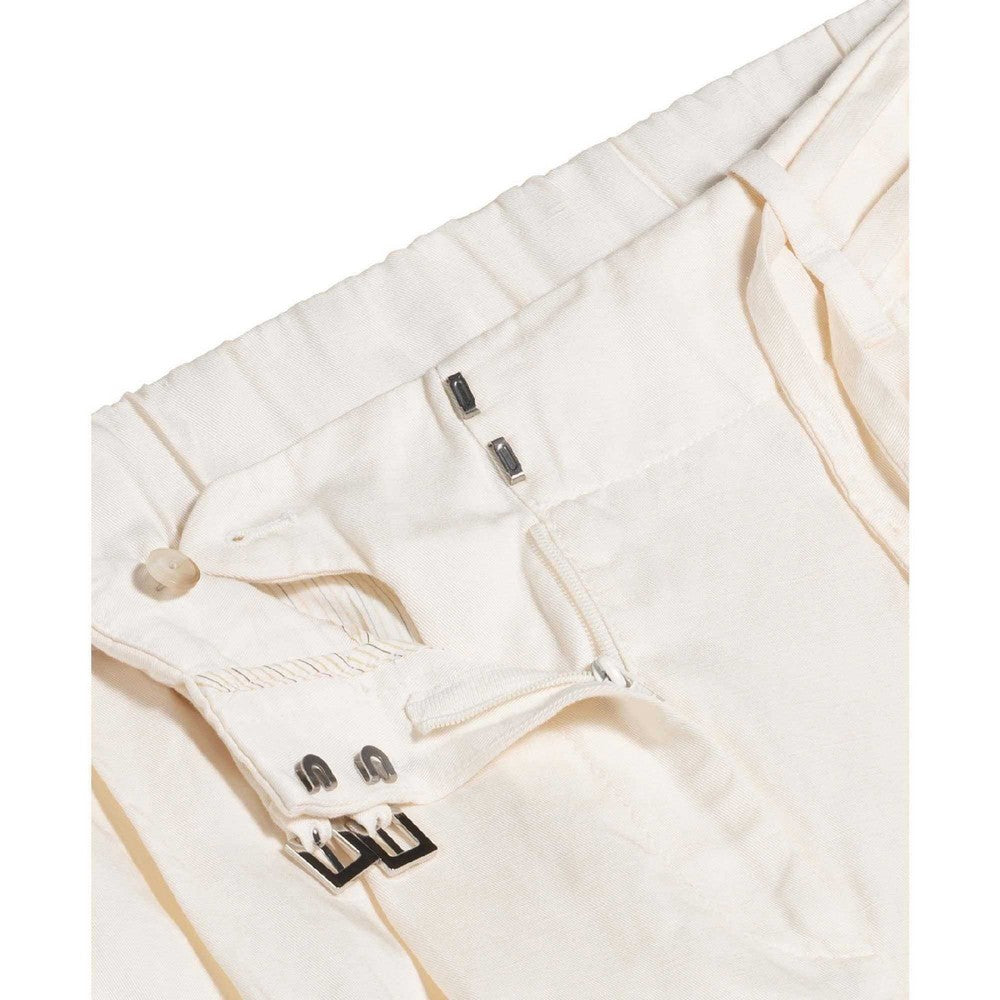 White - Back - Boss Womens-Ladies Taualy-W Wide Leg Relaxed Fit Trousers