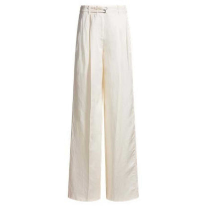 White - Front - Boss Womens-Ladies Taualy-W Wide Leg Relaxed Fit Trousers