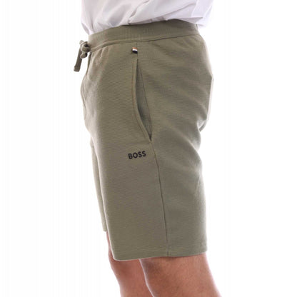 Green - Side - Boss Mens Waffle Pyjama Shorts