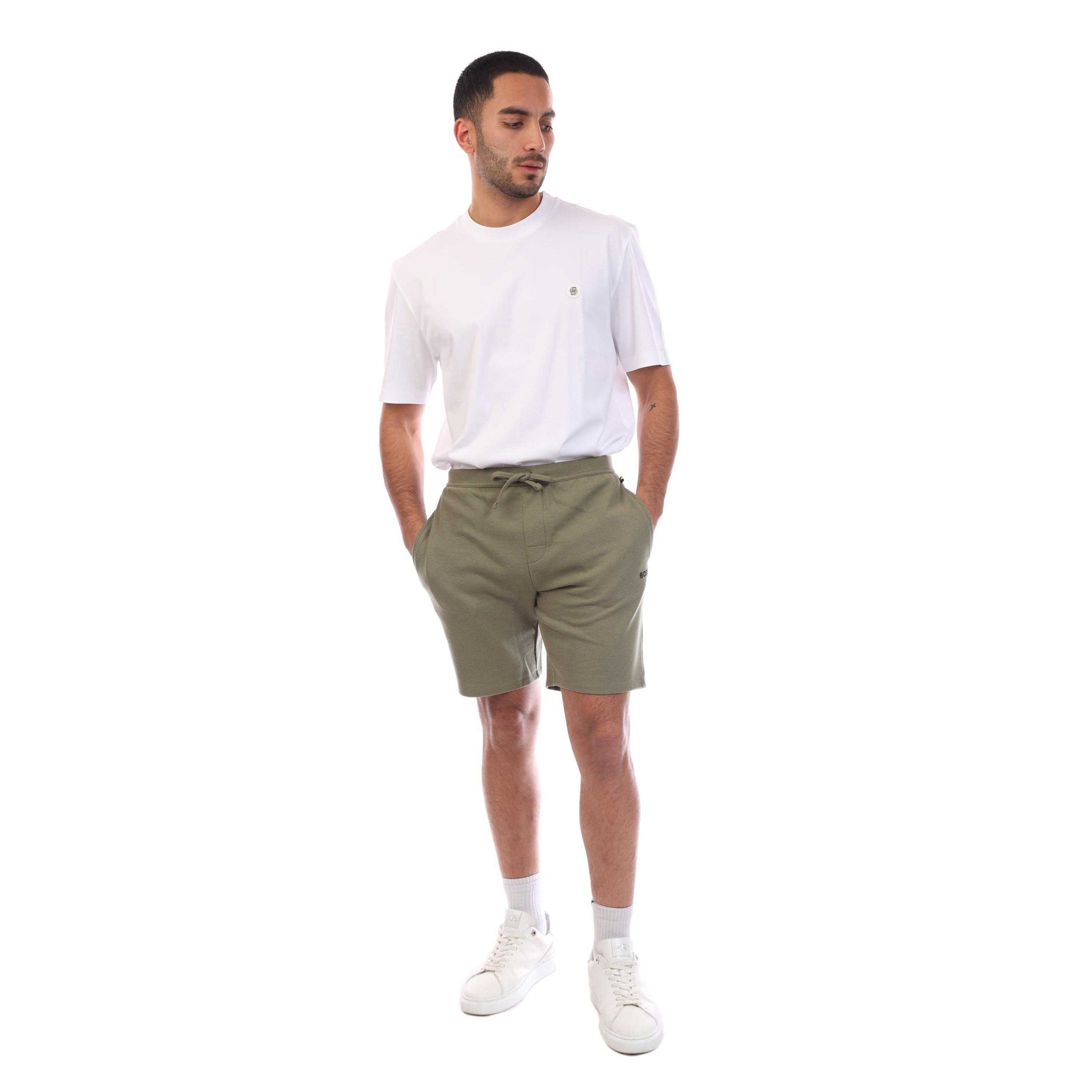 Green - Lifestyle - Boss Mens Waffle Pyjama Shorts