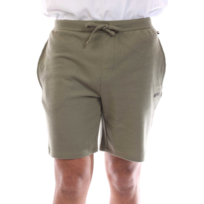 Green - Front - Boss Mens Waffle Pyjama Shorts