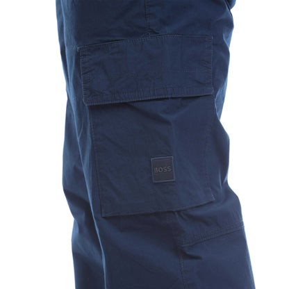 Blue - Side - Boss Mens Sisla-9 Cargo Trousers