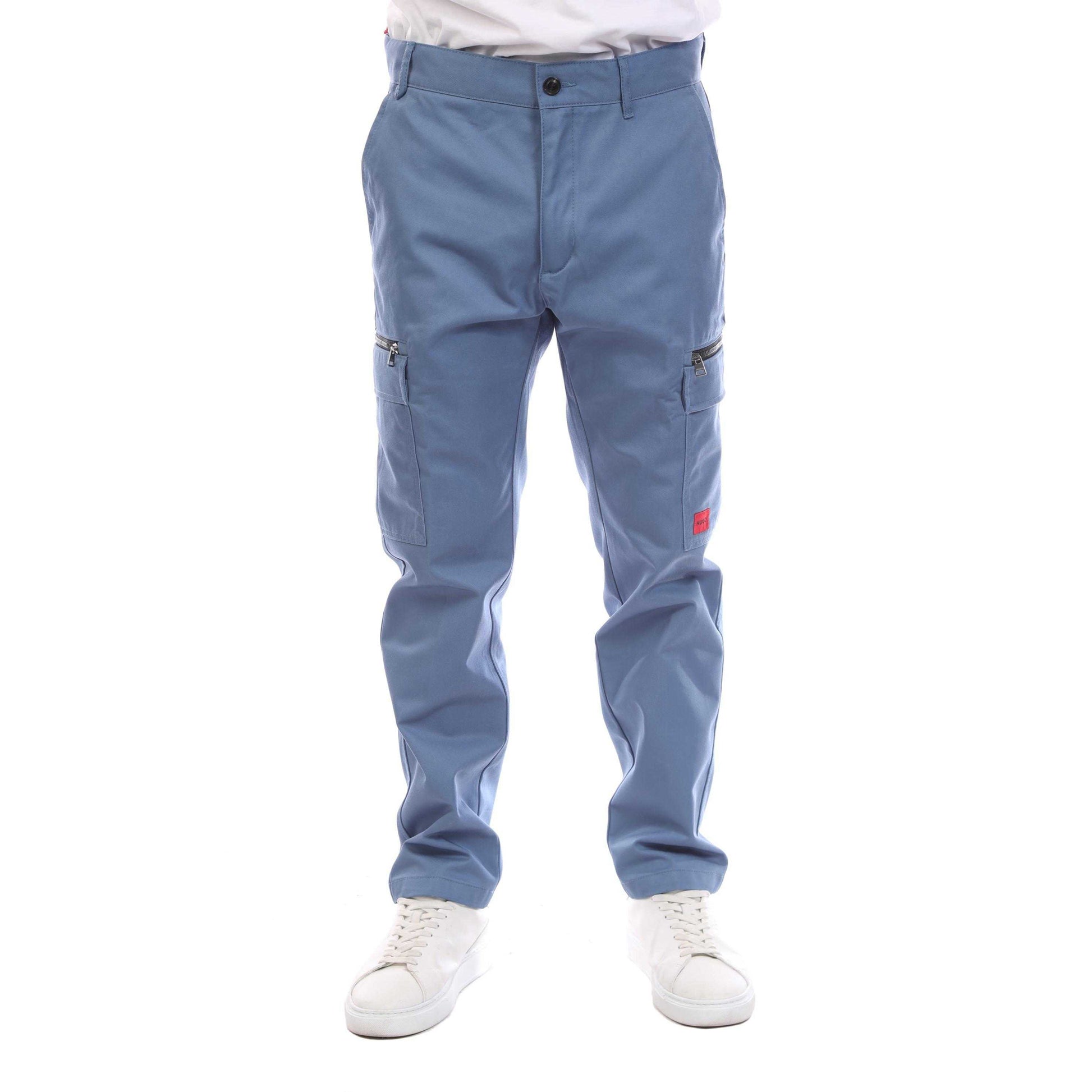 Blue - Front - Hugo Mens Glian231D Trousers