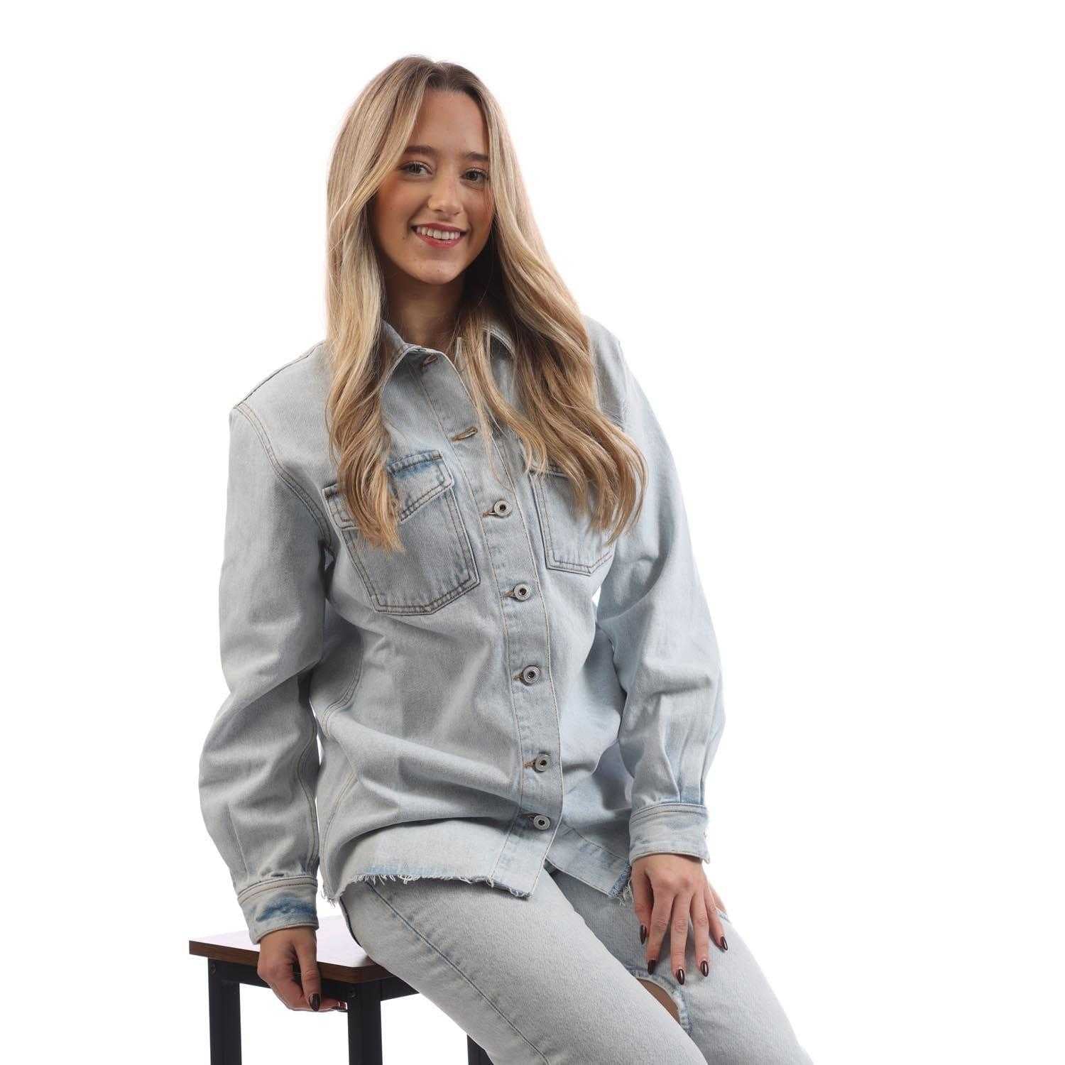 Blue-White - Lifestyle - Off White Womens-Ladies Diagonal Long-Sleeved Shirt
