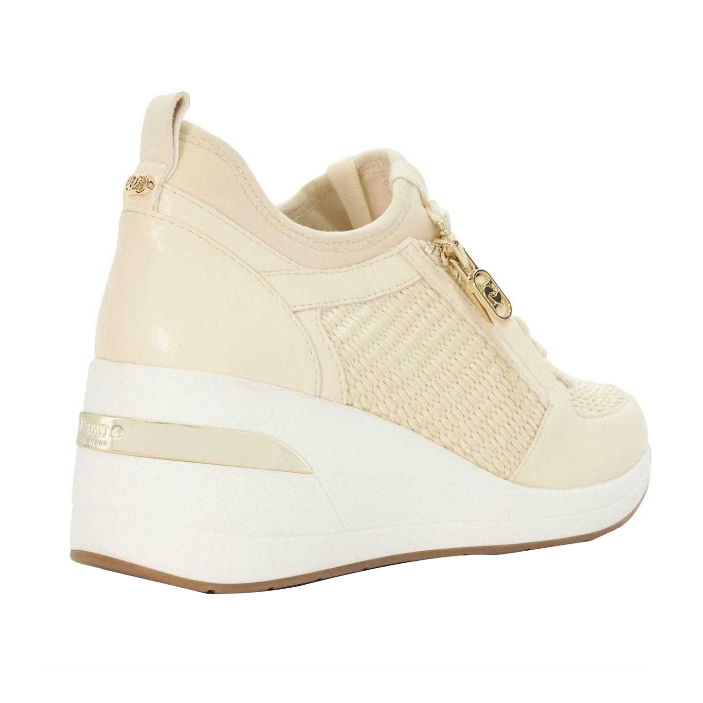 Natural - Back - Dune London Womens-Ladies Eilin Lace Up Wedge Trainers