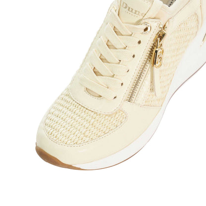 Natural - Pack Shot - Dune London Womens-Ladies Eilin Lace Up Wedge Trainers