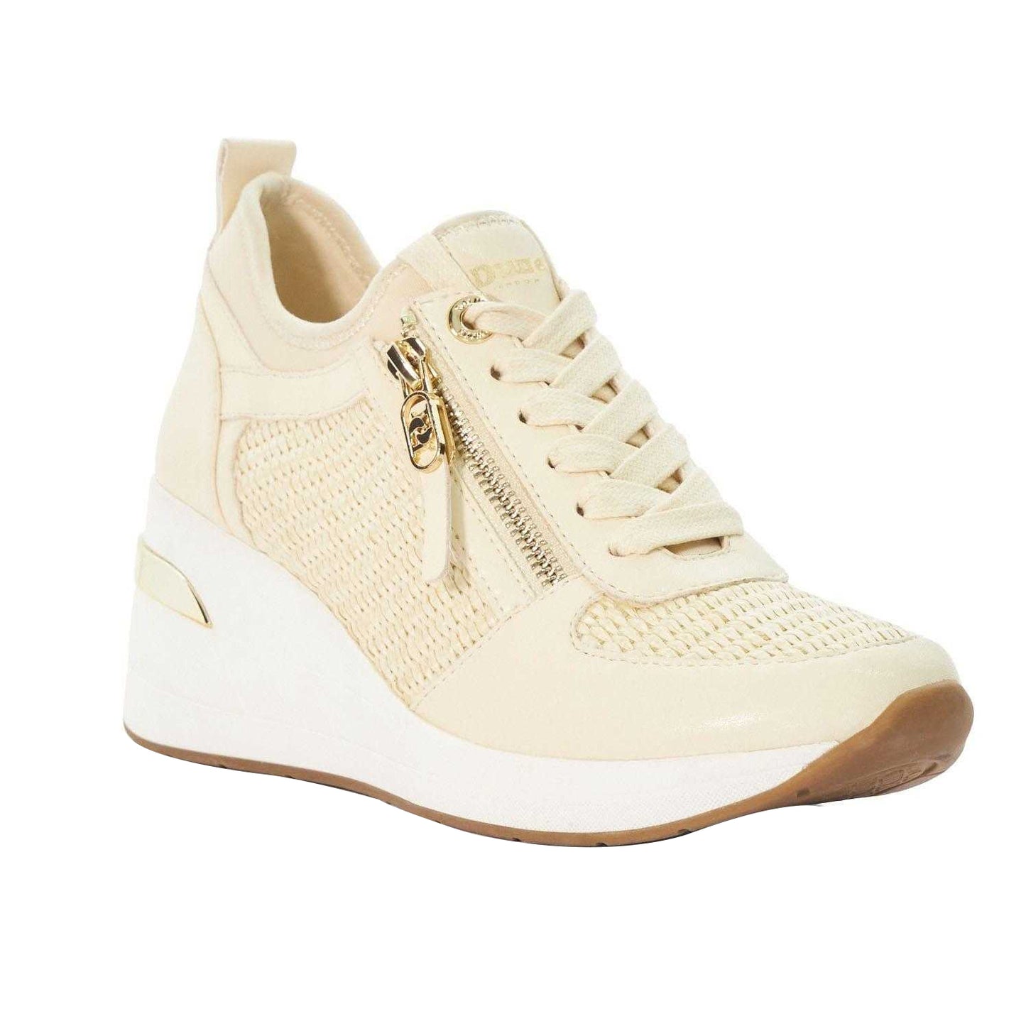 Natural - Front - Dune London Womens-Ladies Eilin Lace Up Wedge Trainers