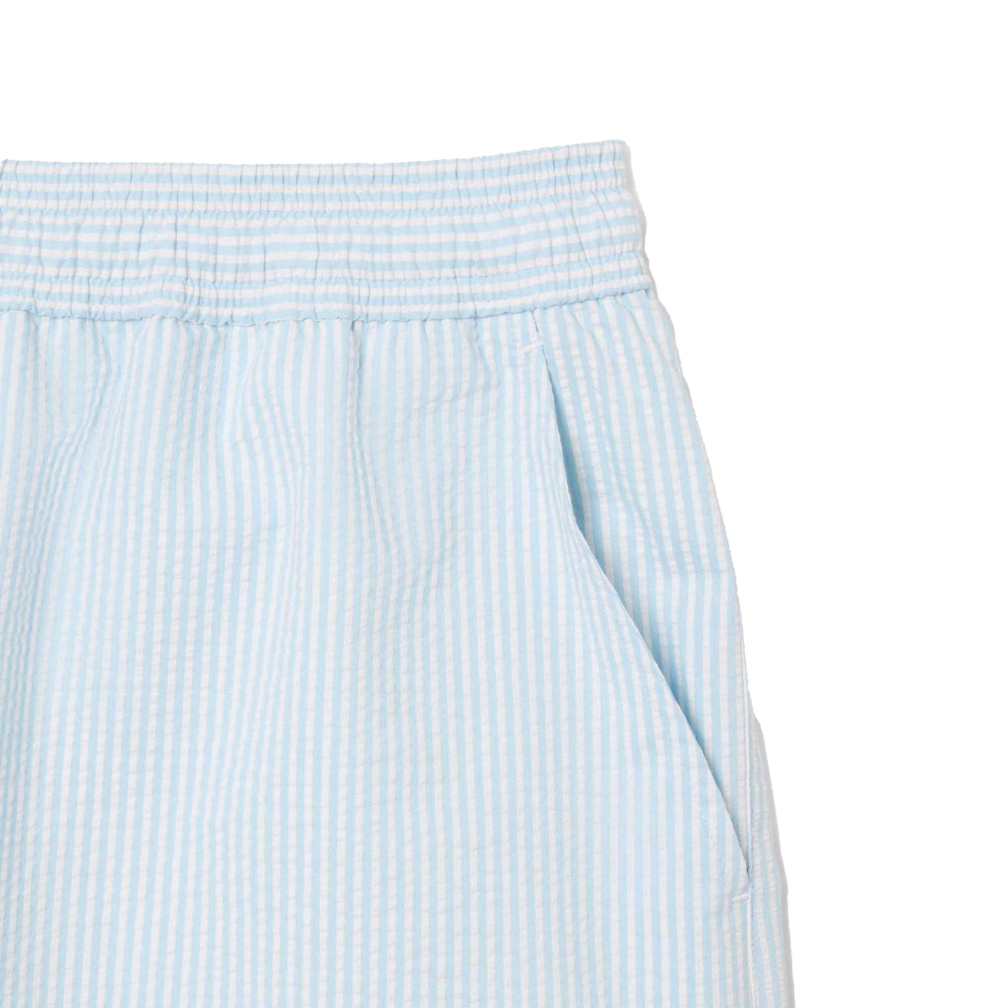 White - Back - Lacoste Mens Textured Mid Length Swimming Trunks