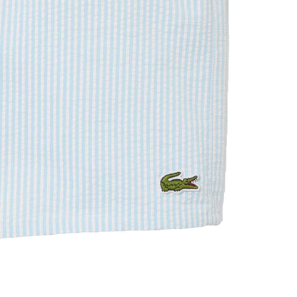 White - Side - Lacoste Mens Textured Mid Length Swimming Trunks