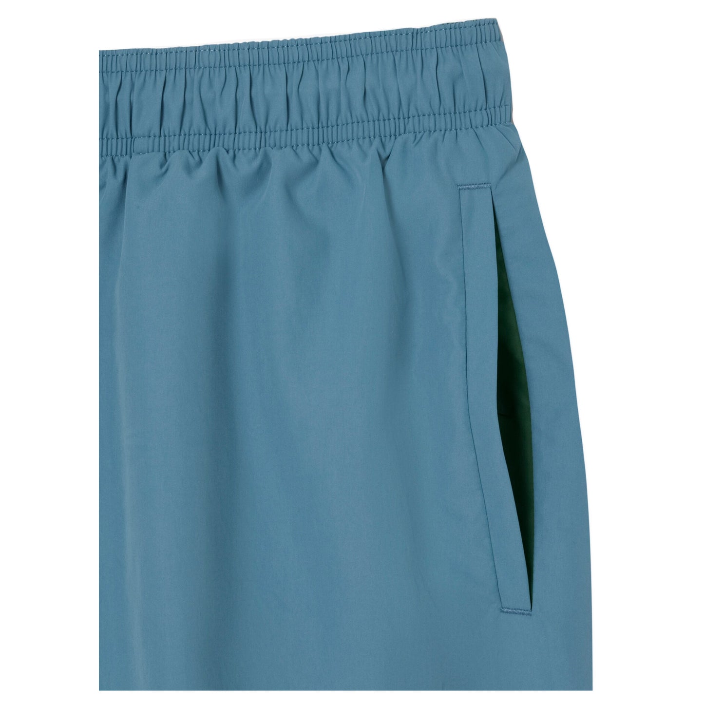 Blue - Side - Lacoste Mens Monochrome Mid Length Swimming Trunks