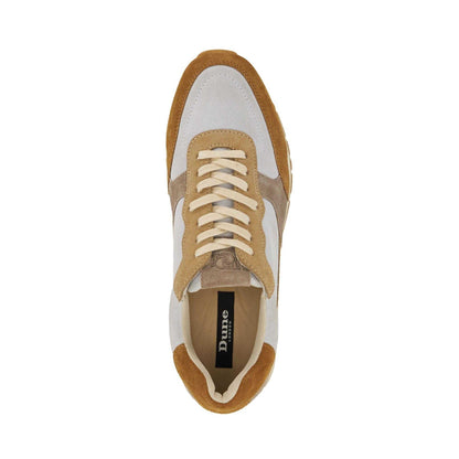 Taupe - Side - Dune London Mens Treaty Textured Lace Up Trainers