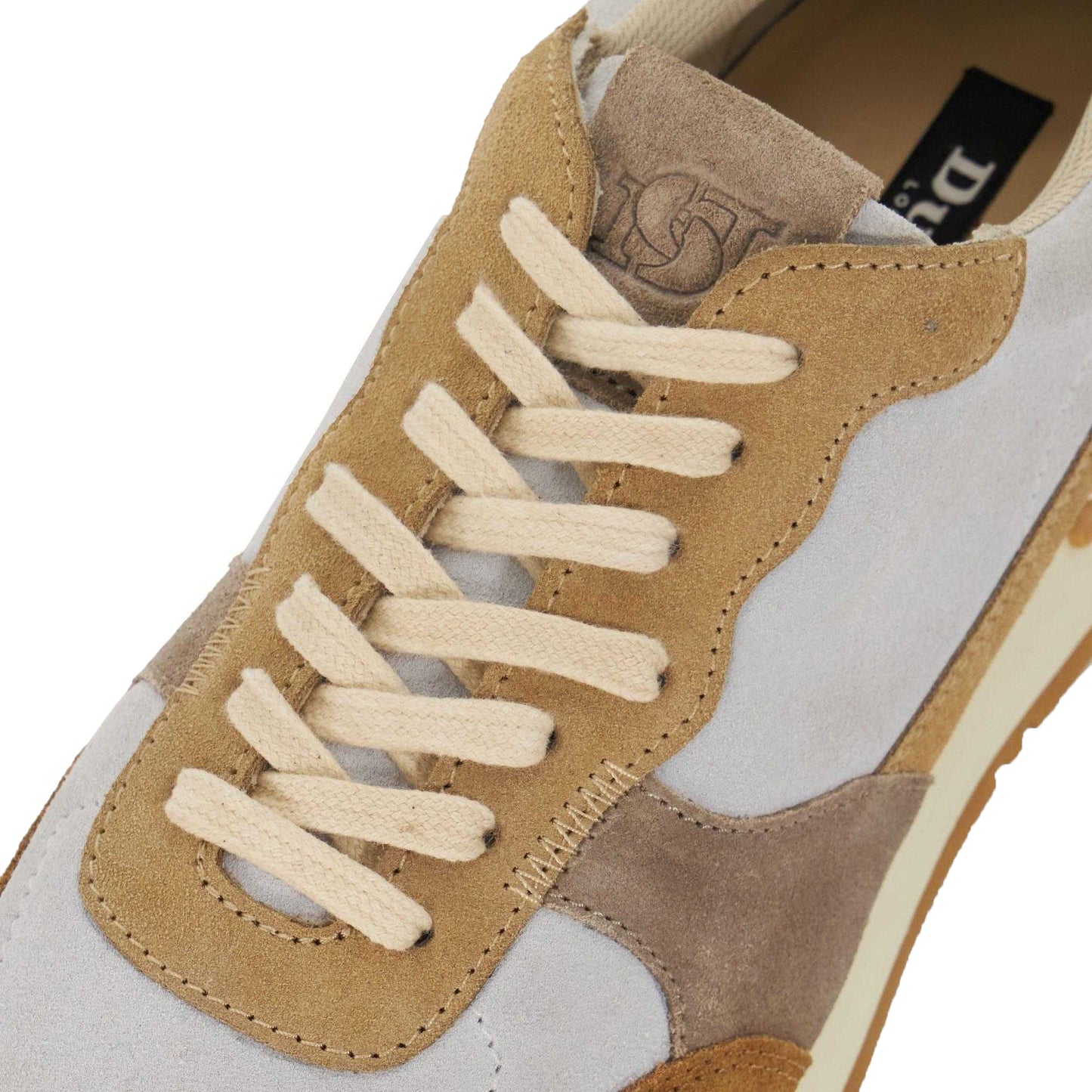 Taupe - Lifestyle - Dune London Mens Treaty Textured Lace Up Trainers