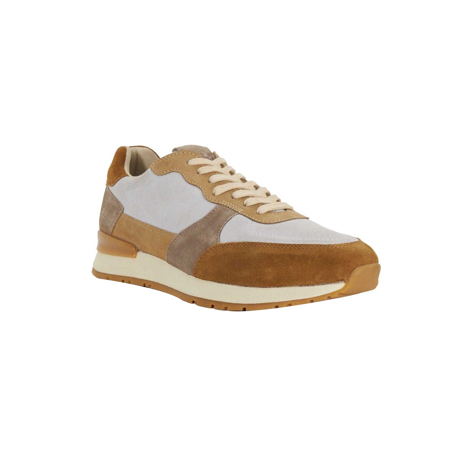 Taupe - Front - Dune London Mens Treaty Textured Lace Up Trainers
