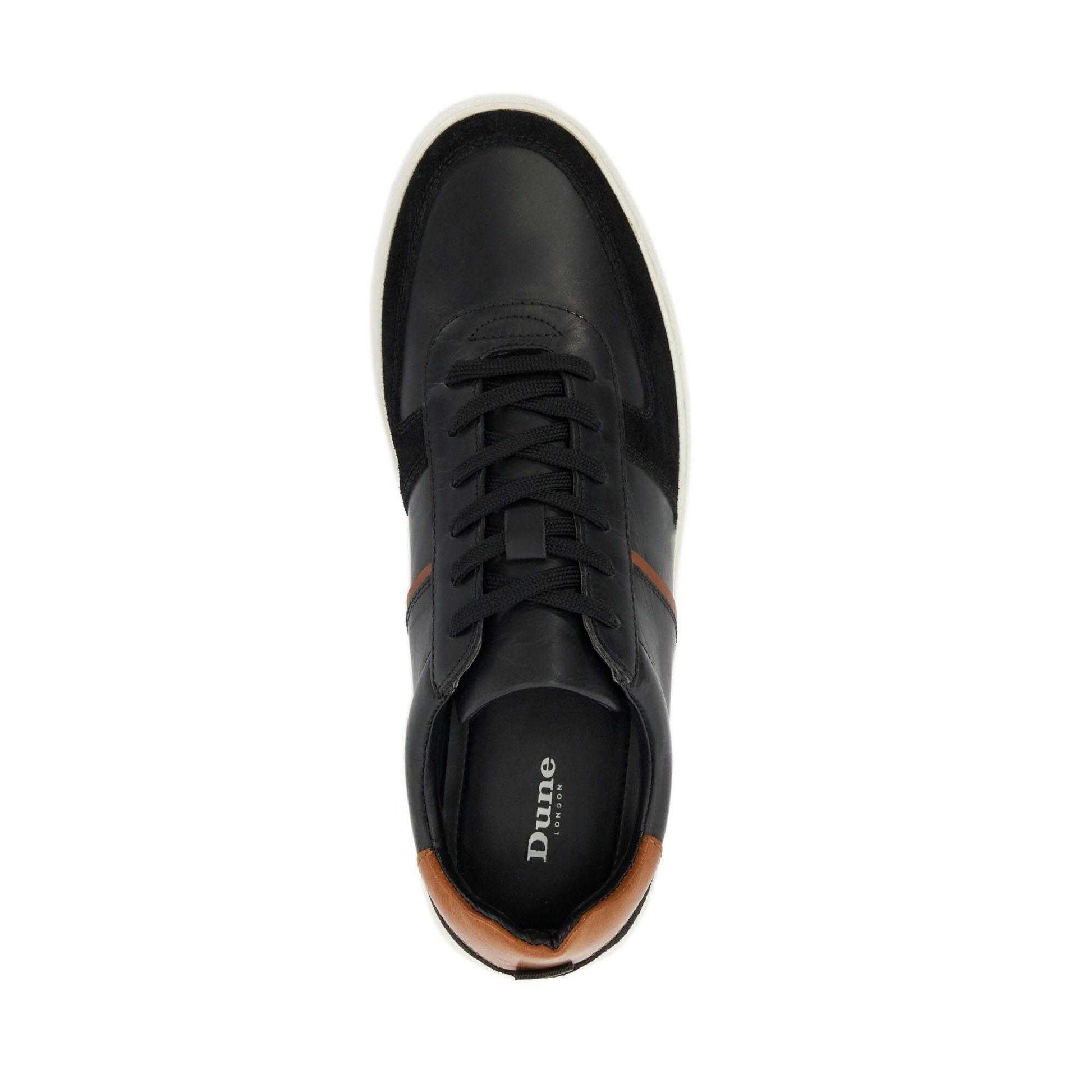 Black - Side - Dune London Mens Theron Leather Trainers