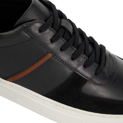 Black - Lifestyle - Dune London Mens Theron Leather Trainers