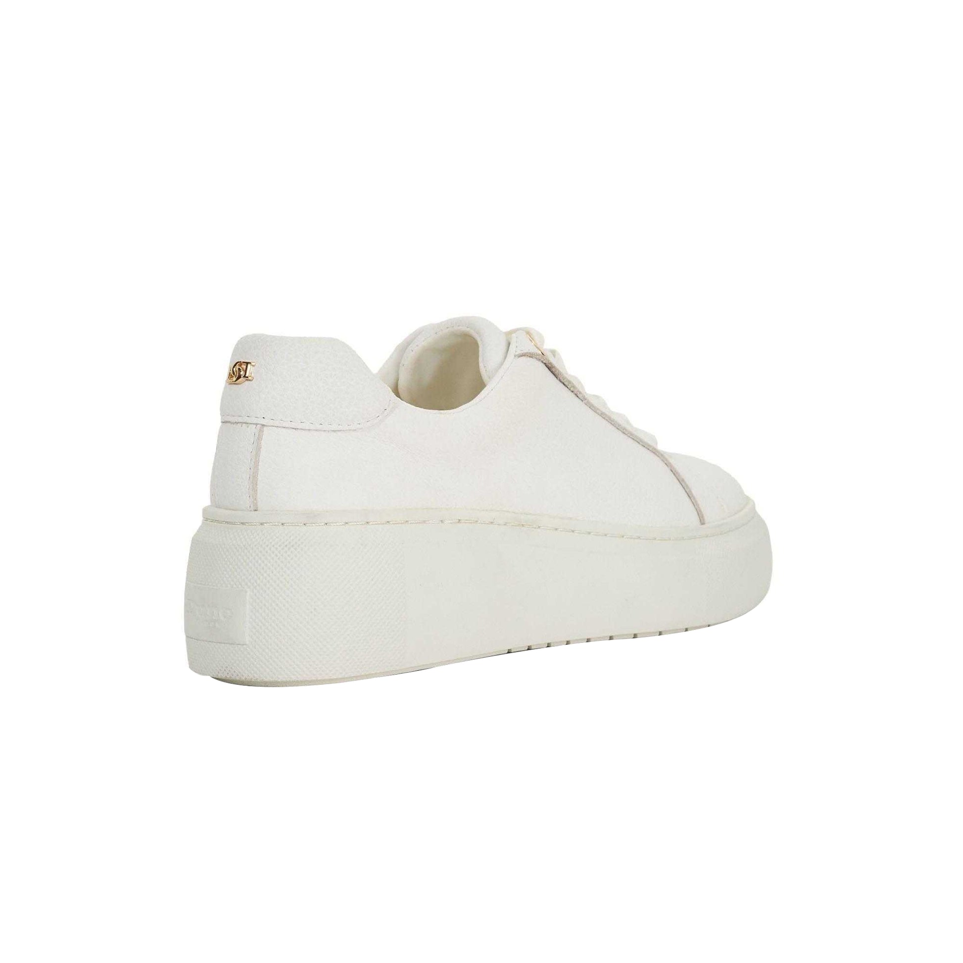 White - Back - Dune London Womens-Ladies Estrids Leather Lace Up Trainers
