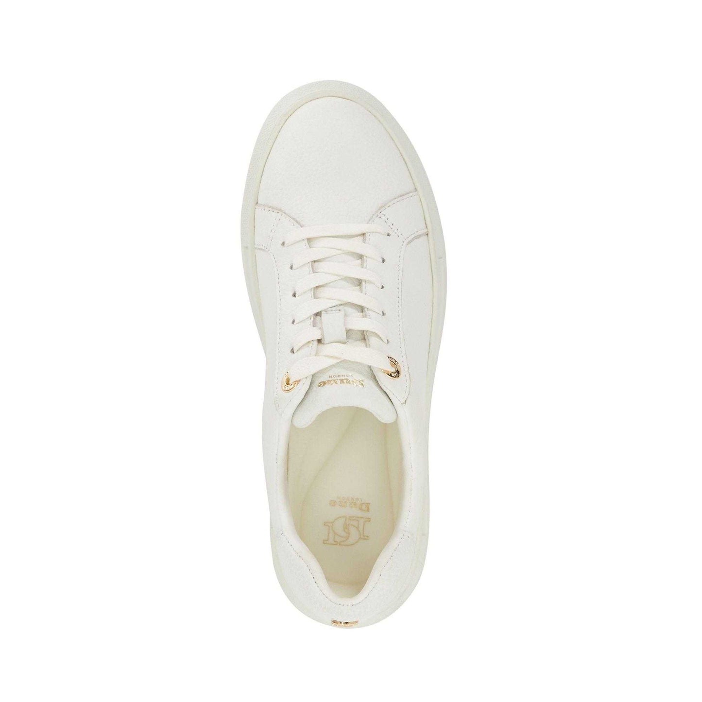 White - Side - Dune London Womens-Ladies Estrids Leather Lace Up Trainers